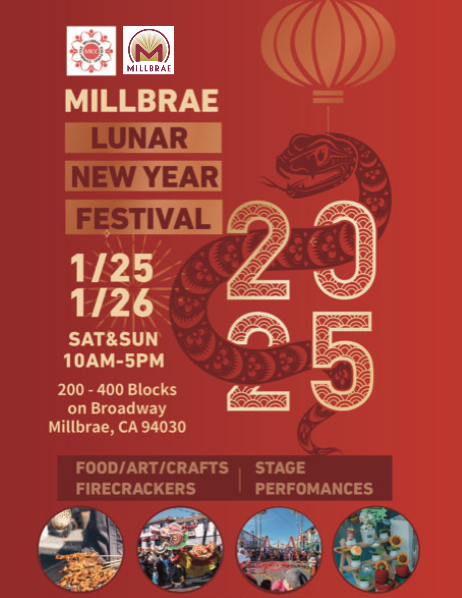 Lunar New year Festival Flyer January 25-26 in Downtown Millbrae
