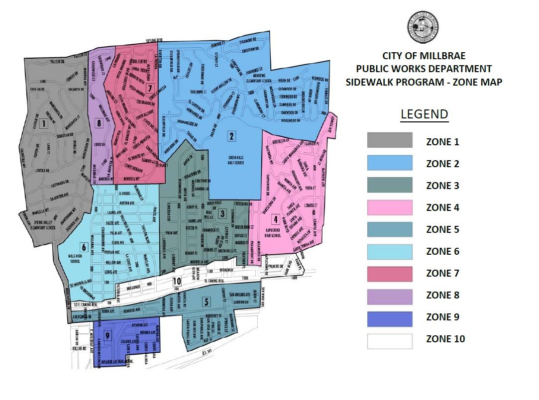 Map of Sidewalk Maintenance Project Zone Map 